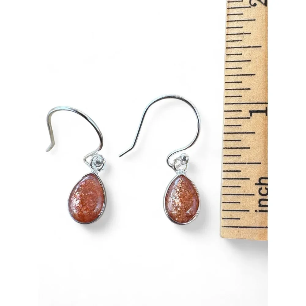 Sunstone Solid 925 Sterling Silver Earrings